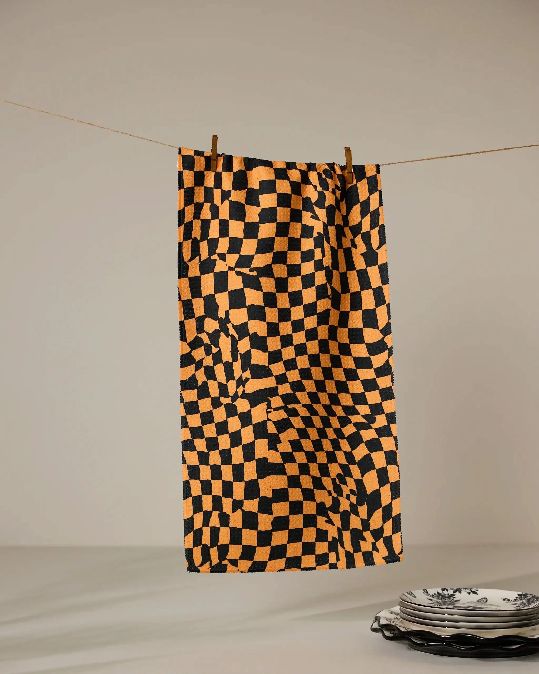 Glitchy Check Orange